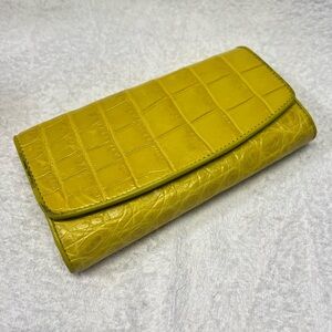 🐊 Yellow Genuine Crocodile Leather Wallet Clutch